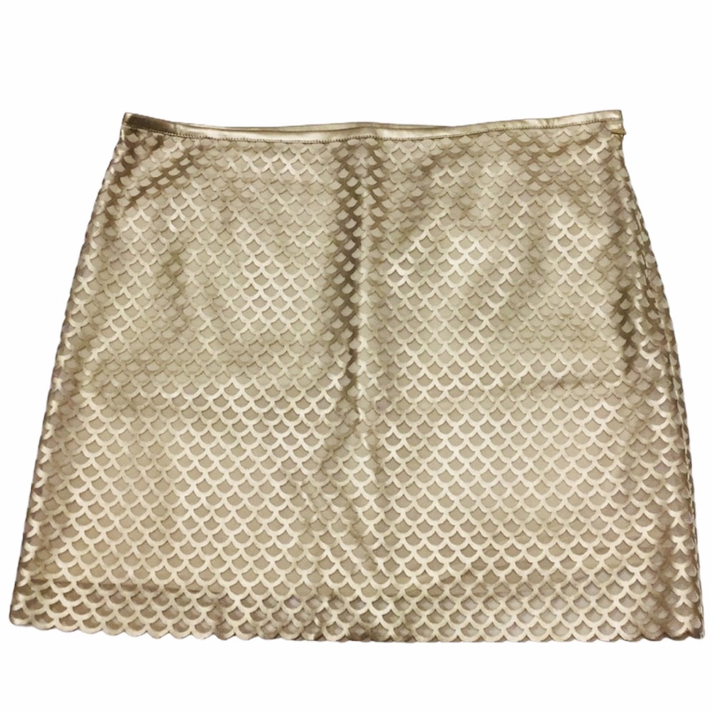 CHELSEA & VIOLET SCALED FAUX LEATHER MESH SKIRT